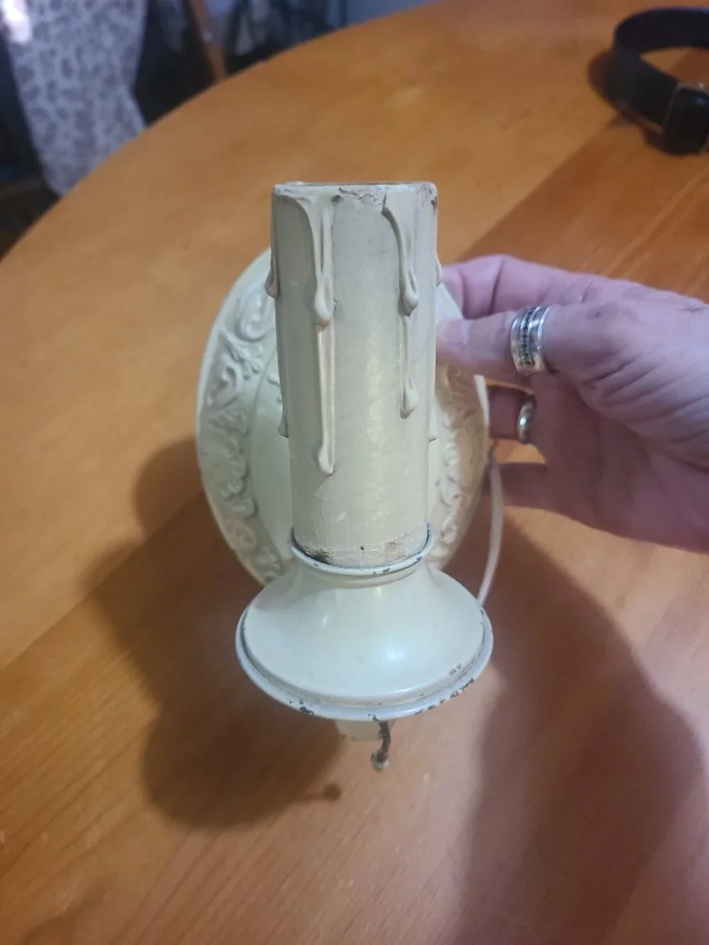1920's Victorian / Art Deco Wall Sconce Antique White Pull Chain Wall Mount